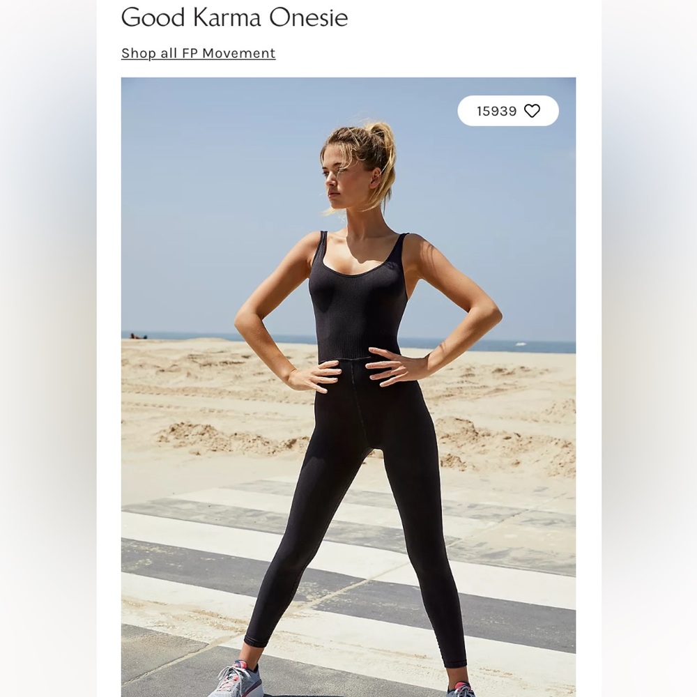 NWOT Free People Good Karma Washed Black Onesie